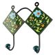 Forest Green Floral Ceramic Tile Hook
